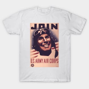 Vintage US Army Air Corps Recruiting Poster - Smiling Pilot T-Shirt